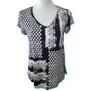 WESTPORT NAVY & CREAM/WHITE T-SHIRT SZ.XS EUC